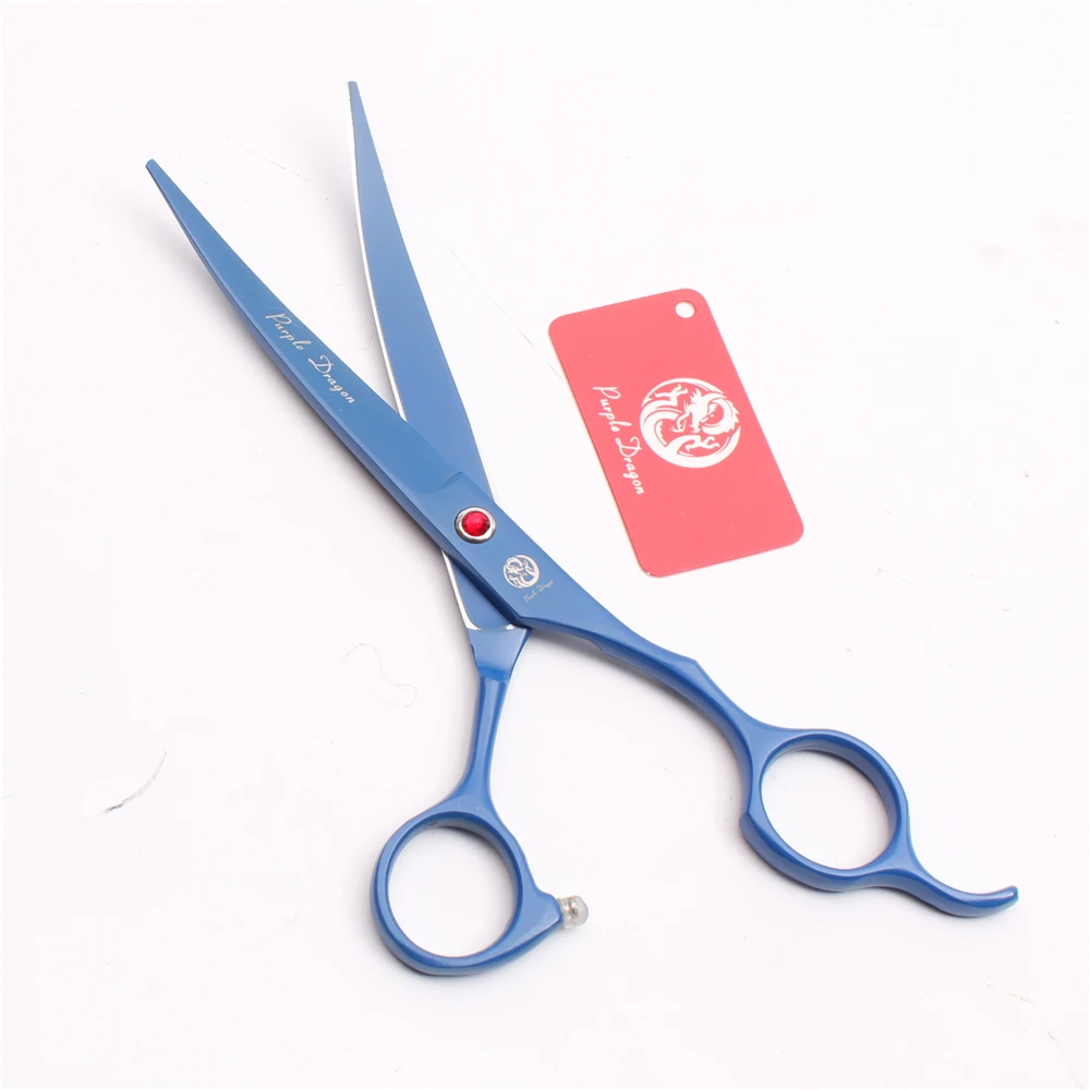 50 шт. 7" 19,5 см фиолетовые кривые ножницы JP 440C оптом для профессиональной стрижки шерсти у собак и других домашних животных модель Z4100.