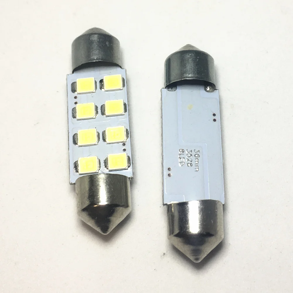 Фото Супер-яркие светодиодные гирлянды 8SMD 1210 для салона автомобиля, 31 мм, 36 мм, 39 мм, 41 мм, 2 шт., лампы-фестоны, белые лампы для чтения, 12 В постоянного тока №4