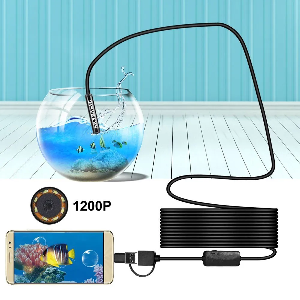 3 в 1 1200P эндоскоп камера 8 мм Usb Type C мини для Android телефона ПК ноутбука Otoscope осмотр