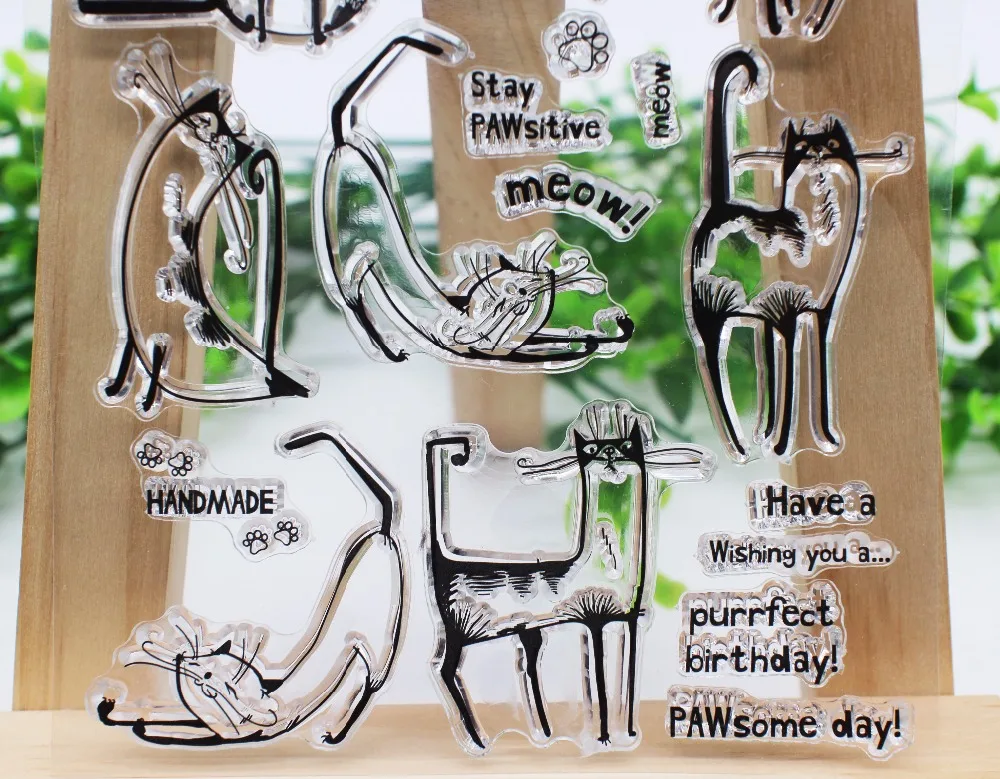 Кот с серией поза и буква прозрачные штампы для DIY Скрапбукинг Фотоальбом ремесло