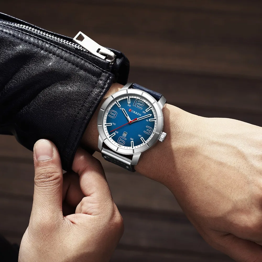 CURREN8324 Leather wrist watch Calendar Waterproof quartz Business men's |