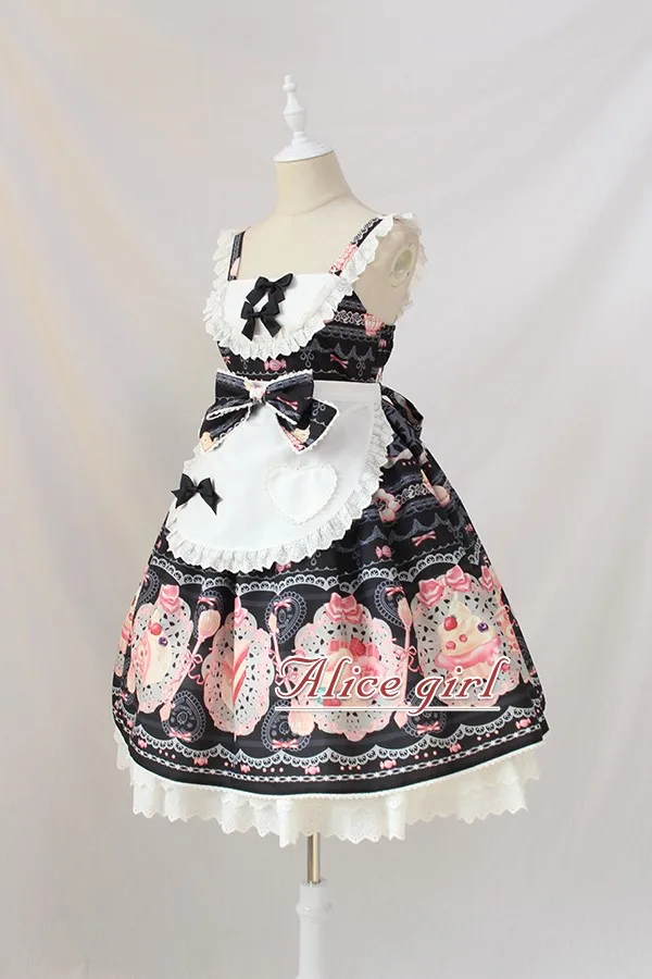 Сладкий пустыня печатных Лолита JSK платье с фартуком Alice Girl~ Ограниченное количество