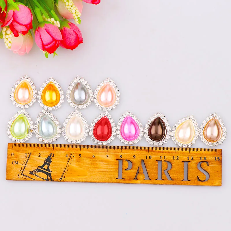 New 13x18mm Teardrop Pearl Button Brass 20x26mm Silver Metal Tray Rhinestone Cabochon Base Cameo Setting DIY Jewelry Charms | Украшения и