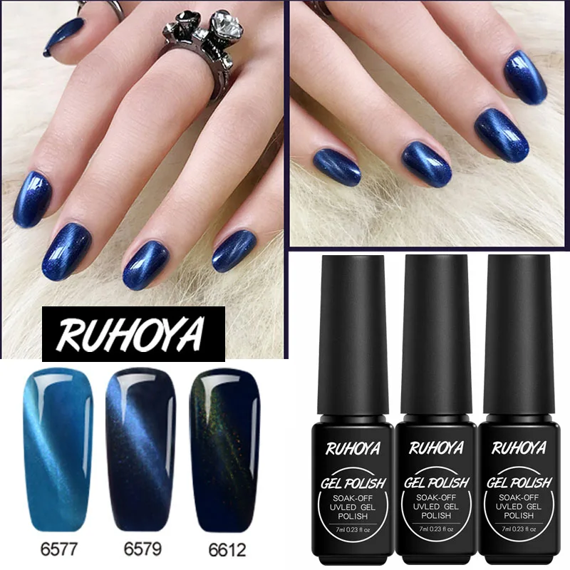 Ruhoya кошачий глаз ногтей Книги по искусству гель Лаки Long Lasting Nail Гель лак
