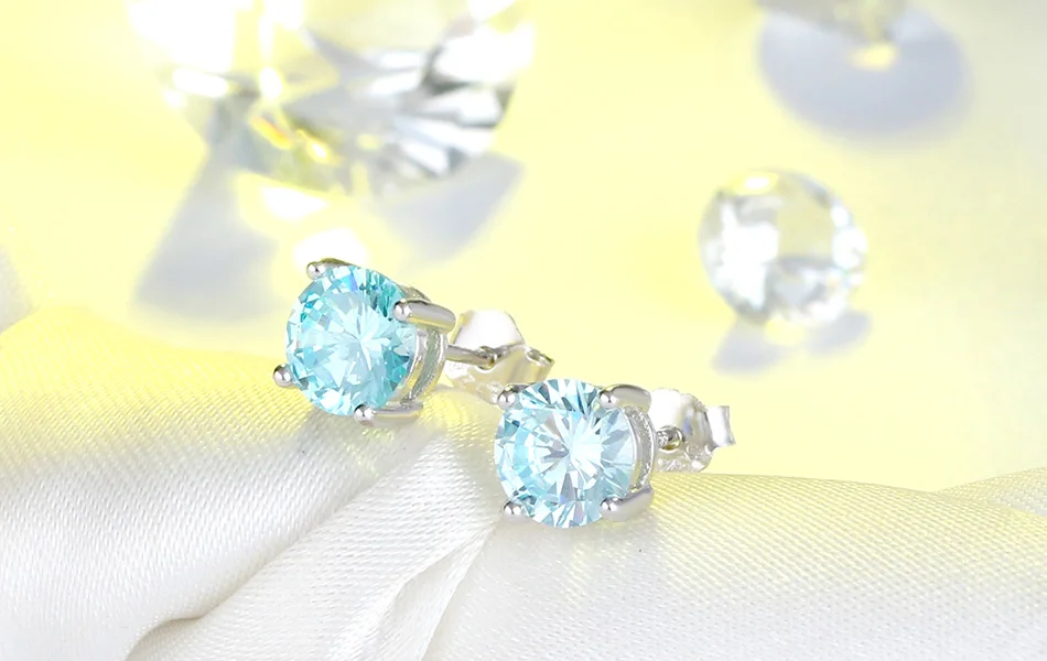 ORSA JEWELS 925 пробы серебряные женские серьги-гвоздики 12 цветов месяц счастливый камень AAA кубический циркон серьги для девочек ювелирные изделия SE84