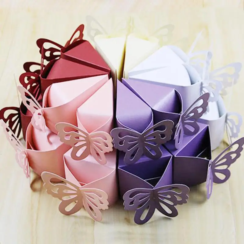 

100pcs Butterfly Style Wedding Party Candy Box Jewelry Gift Case Pouch Favor Cookie Sweets Chocolates Box Packaging Food Religio