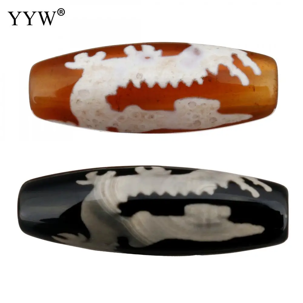 5 шт./компл. натуральные тибетские бусины Dzi модные Dragon Kuanyin с принтом сделай сам