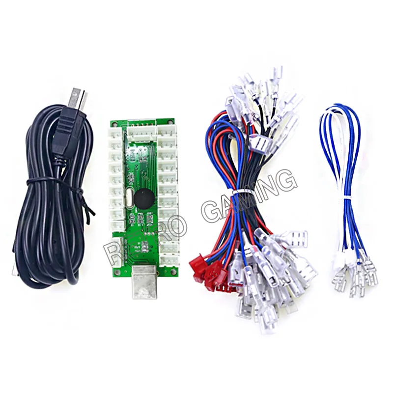 

Zero Delay LED USB PC Joystick Encoder 4.8mm/6.3mm For 2 Pin / 5 pin Joystick and Arcade LED Button PC Controller Computer Game