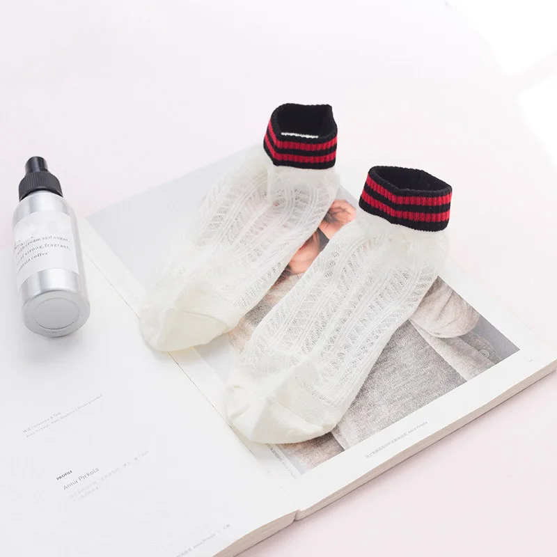 Женские Дышащие сетчатые носки [EIOISAPRA] в стиле Харадзюку черно белые полоску с