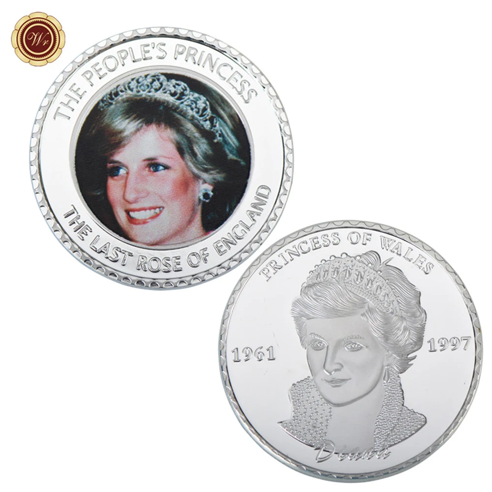 WR памятная Посеребренная монета Diana домашняя декоративная цветная металлическая