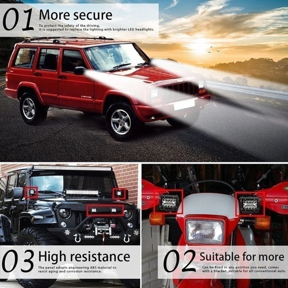 

1pc 4 Inch 18W Car LED Work Light Waterproof 6LED Spotlight Fog Driving Lighting Lamp for Off Road Truck Car SUV Boat