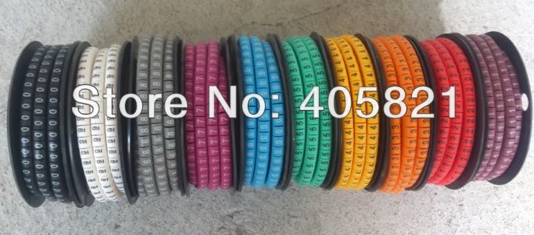 

Colorful EC-2 number 0-9 Insulate Plastic Round Cable Marker For Cable and Sign 4mm2 10roll/lot