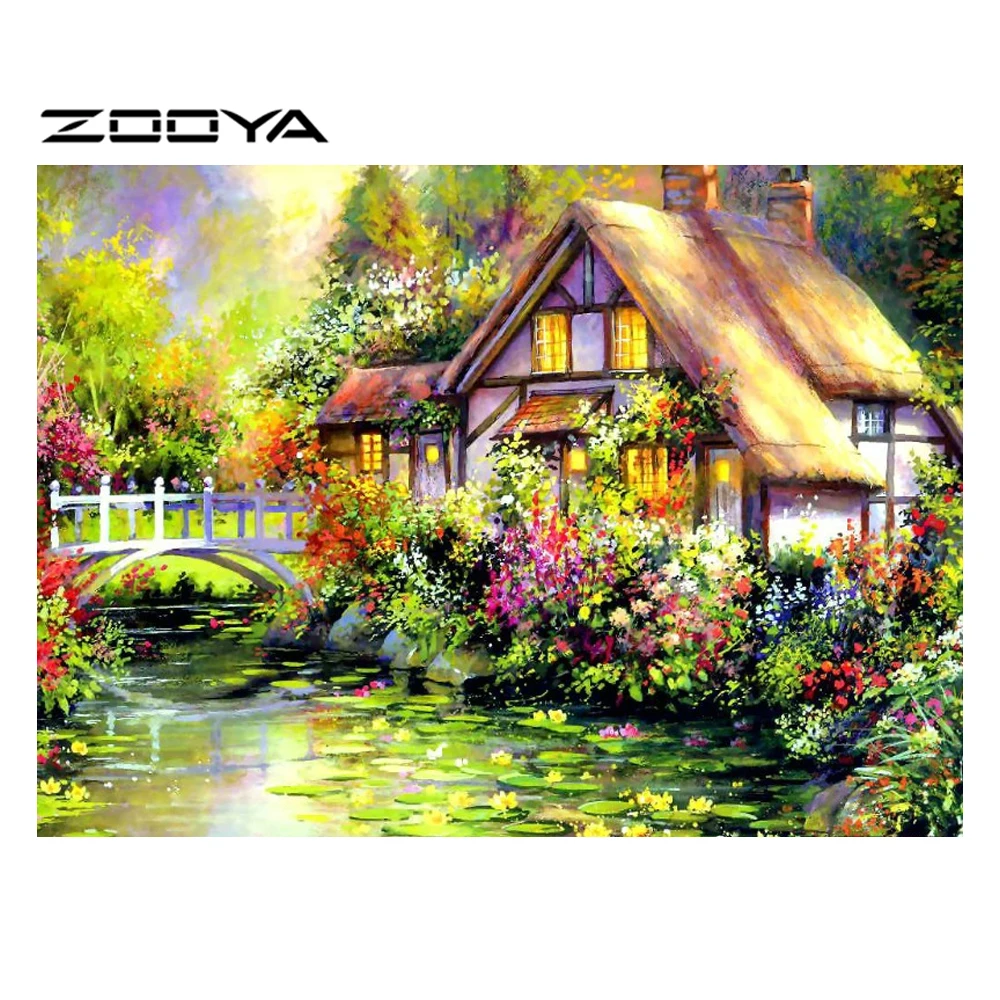 5D алмазная живопись DIY пейзаж теплый дом стразы садовая вышивка крестиком