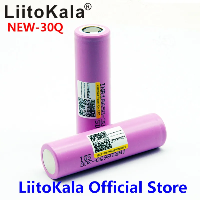 LiitoKala 100% оригинал 2 шт. 3 7 В INR 18650 30Q 3000 мАч перезаряжаемые батареи для высокий