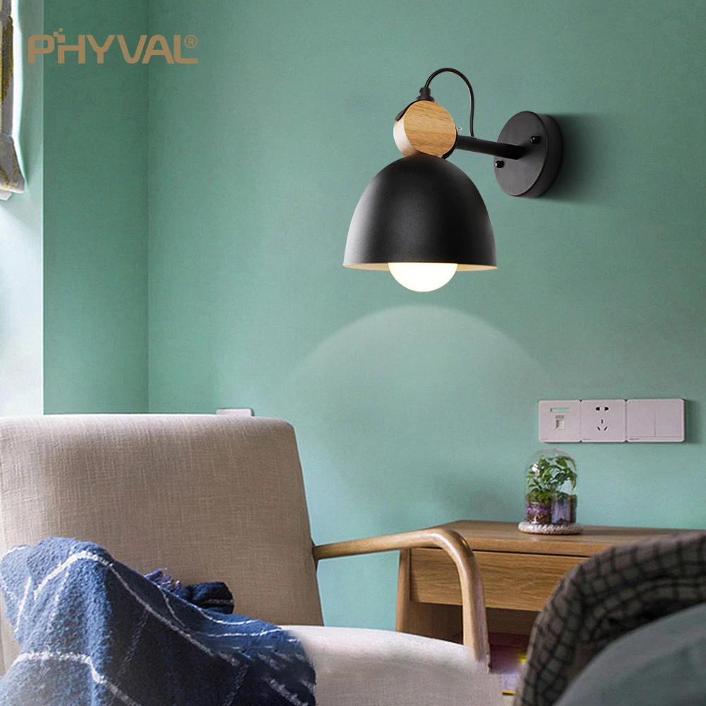 Настенный светильник из железа и твердой древесины светодиодный настенный в