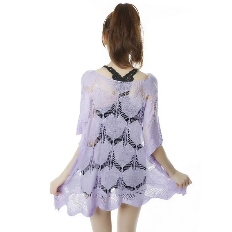 Летние женские вязаные пуловеры с вырезами повседневные свободные тонкие