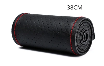 Red Thread 38cm 2 GNUPME сшитый вручную чехол на руль 36-40 см DIY Кожаная оплетка с иглами резьба для стайлинга автомобиля чехлы на руль - Название цвета: Red Thread 38cm 2