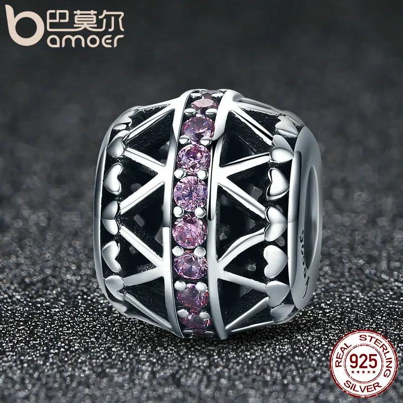 Женский браслет из серебра 100% пробы с подвесками|heart beads|beads fitbeads heart |
