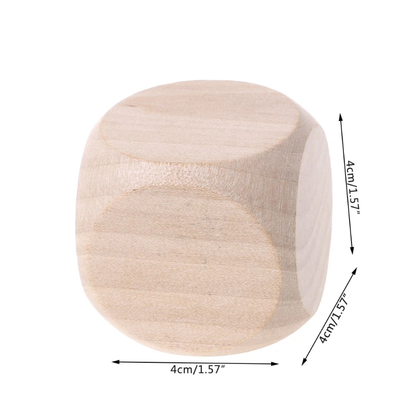 

1pc 40mm Blank Dice Wood Dice Kid Toys Printing Engraving Write Painting DIY Family Game Accessories