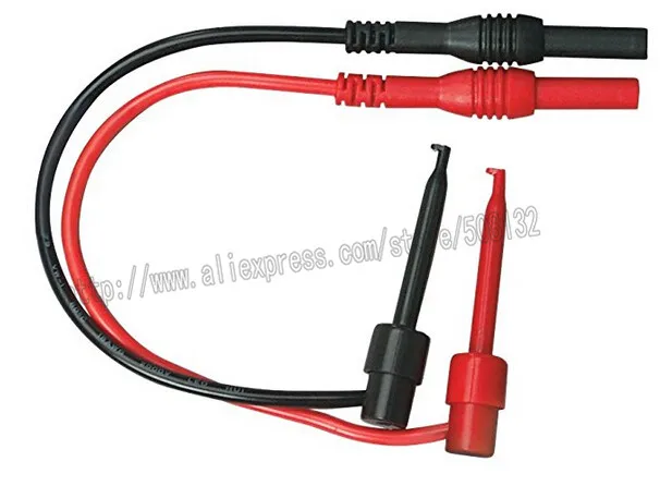 Силиконовые щупы (30 см) с пружинными крючками и вилками типа банан (1 пара красные +