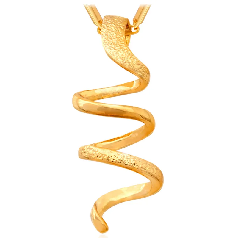 

Kpop Trendy New Fashion Jewelry Unique Necklaces Pendants Gold Color Helix Shape Pendant Necklaces For Women P258