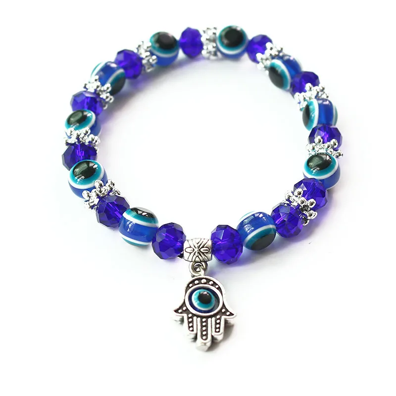 ISINYEE модные красно синие Турецкий Дурной глаз Браслеты эластичные Хамса Шарм