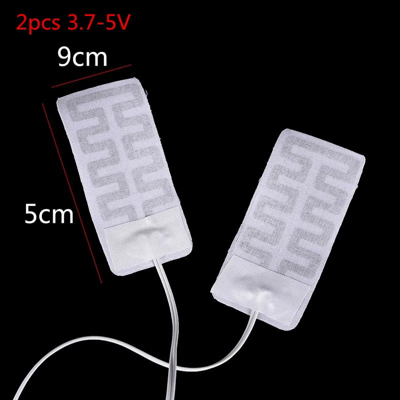 2pcs 3.7-5V Заряжается от USB, Тепловые колодки Водонепроницаемый углеродного волокна грелку безопасный портативный нагревательный коврик-грелка для обуви Перчатки Материалы - Цвет: 2pcs 3.7-5V