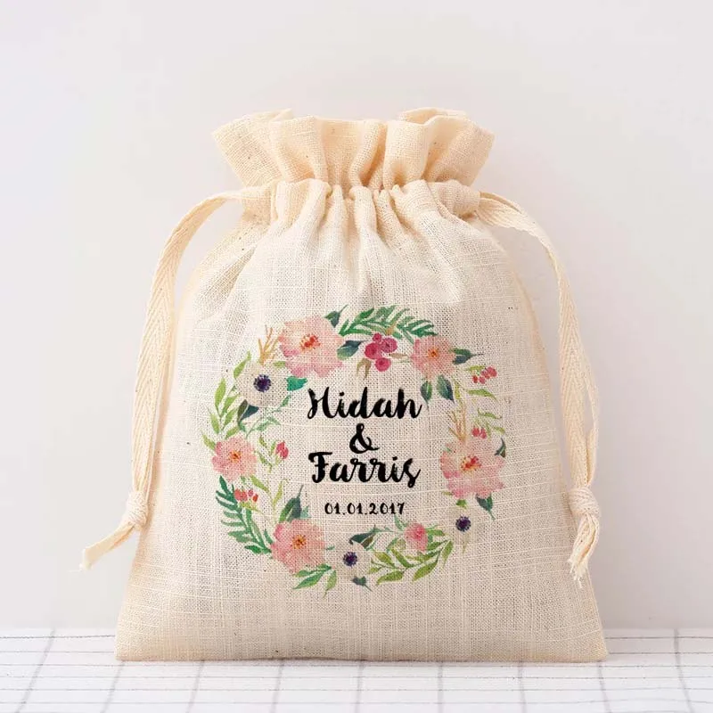 100 шт. изготовленные на заказ невеста и жених Дата фамилия сумка-кисет