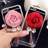xsmyiss for iphone 11 12 13 pro max x xs max xr for iphone 5s 6s 7 8 plus luxury flower bow pendant bling mirror soft phone case