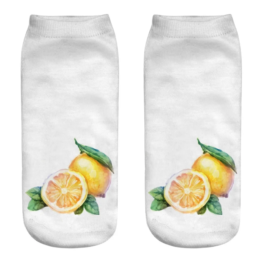 Новые короткие носки Harajuku с фруктами Модные женские простые изображением