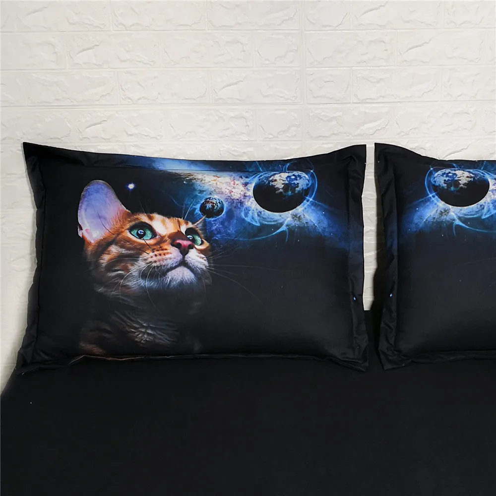 3D Galaxy Cat постельное белье Комплект постельного белья из микрофибры одеяло