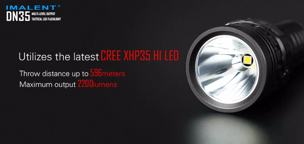 1 шт. Лучшая цена Imalent DN35 создать перезаряжаемый фонарик XHP35 HI Светодиодный Max 2200LM наружный фонарь O светодиодный дальний луч 596 м wi-Fi