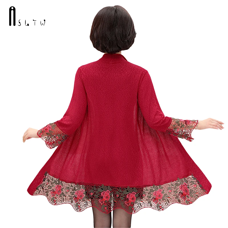 ASLTW Real Two pieces Long Sweater Set Women New Fashion O Neck Hollow Sweaters Cardigan+Dress |