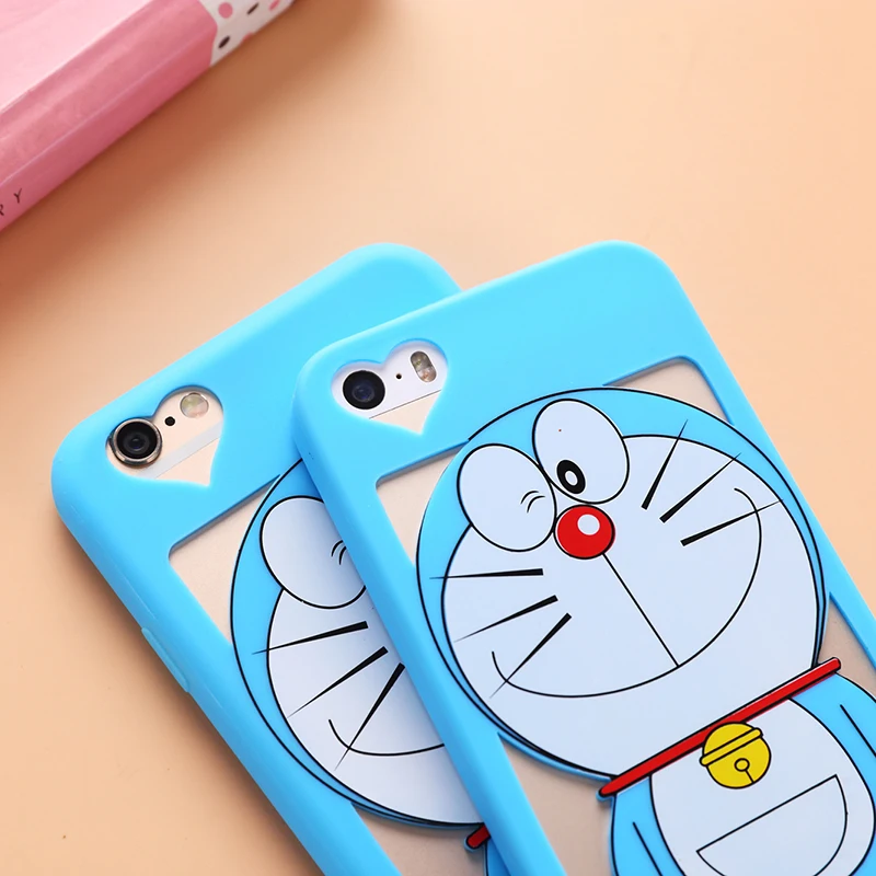 Для iphone 7/7 plus полый Doraemon чехол для 5 5S 6 6S Мягкий с мультяшным розовым котом девочек