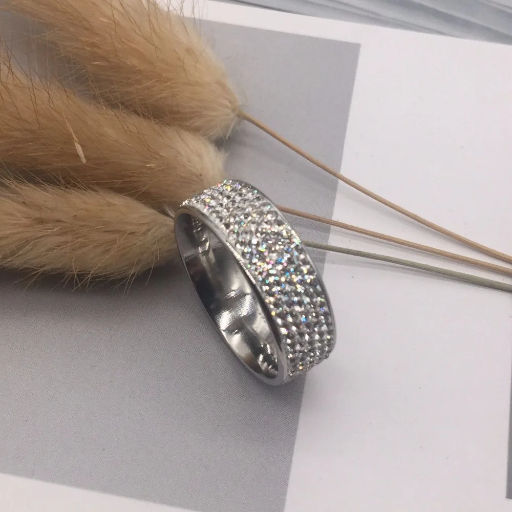 Никогда не упасть! Полный Кристалл женские серебряные кольца Цвет полированный