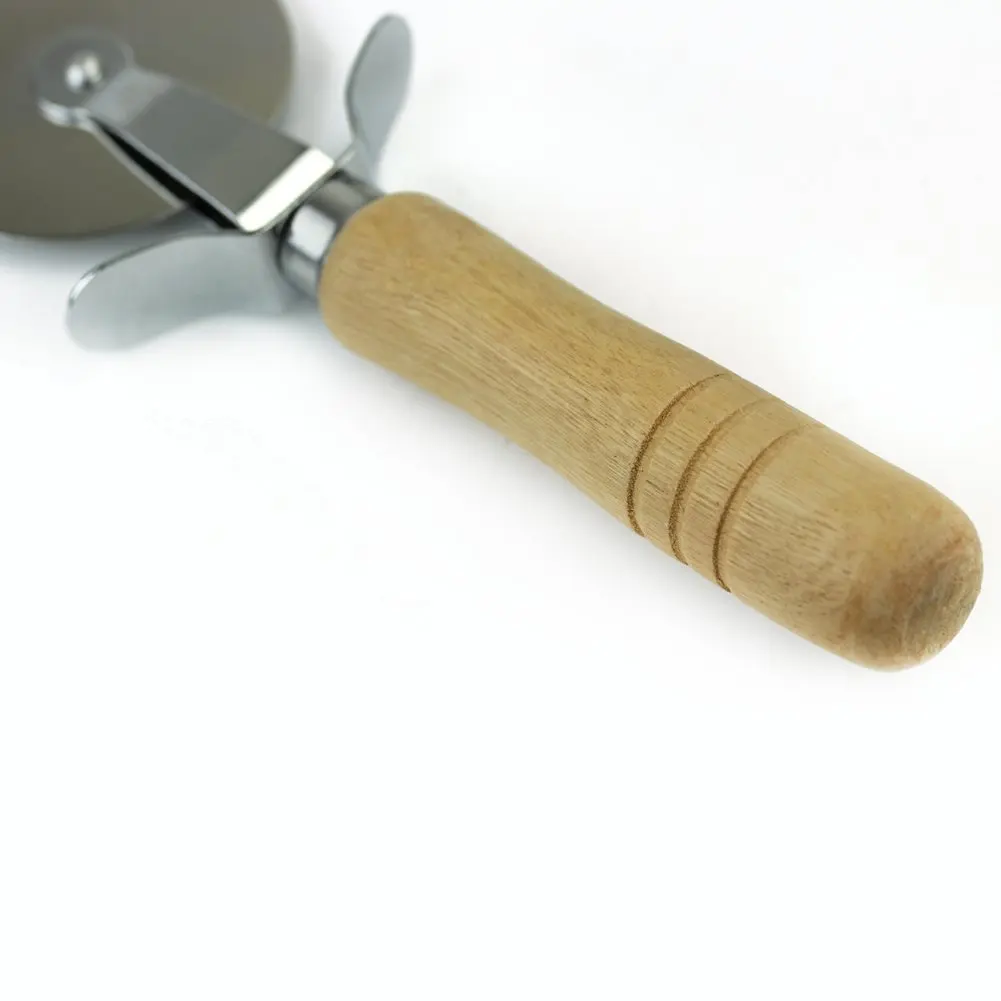 Practical Stainless Steel Wood Handle Pizza Wheel Cutter Pastry Pasta Dough Crimper 2cm x 5.5cm 17cm | Дом и сад