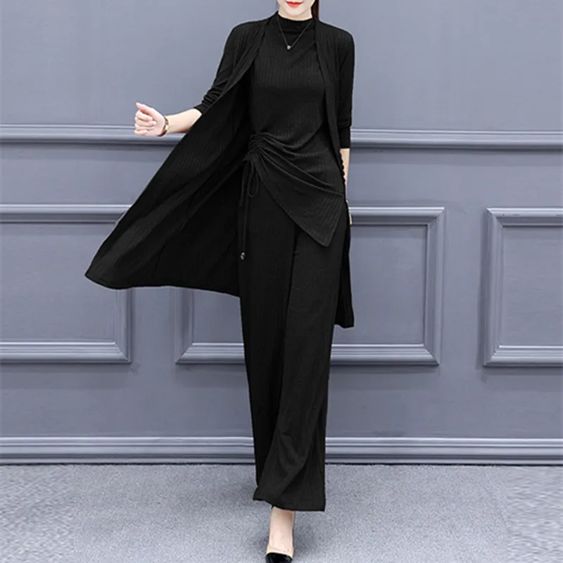 Новый весенний жилет топ и длинное пальто кардиган широкие брюки офисный костюм