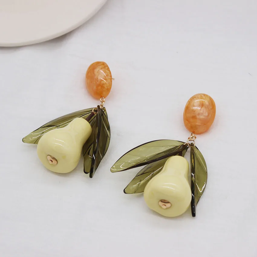 Большие акриловые серьги модные новые в виде тыквы стиле барокко длинные с