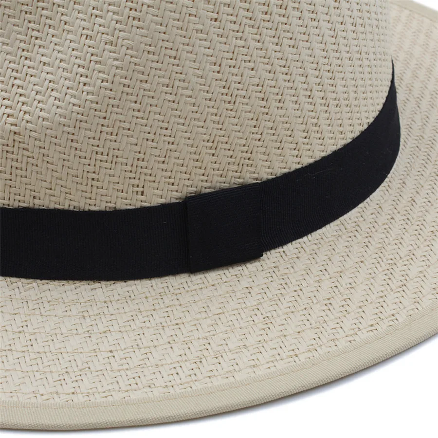 Summer Women Men Beach Toquilla Straw Panama Sun Hat For Elegant Lady Gentleman Gangster Trilby Fedora Cap Boater Dad | Аксессуары для