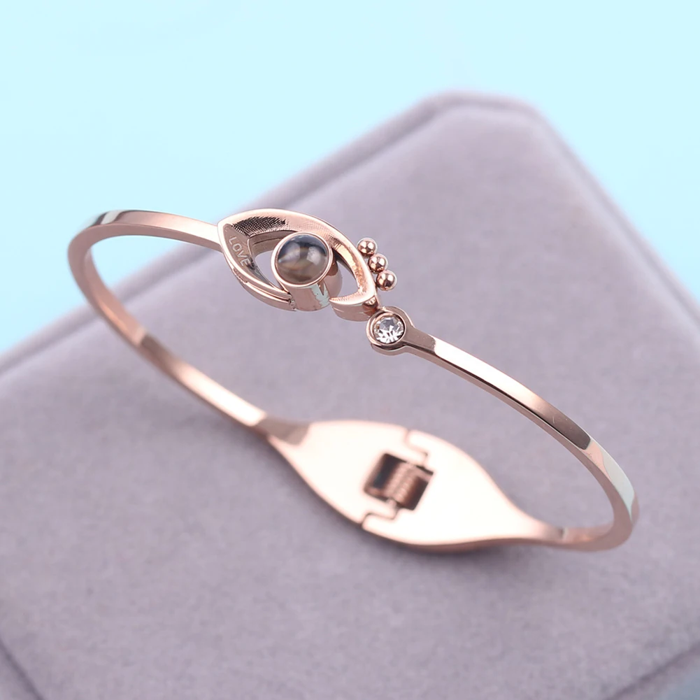 Fashion Rhinestone Titanium Steel Love Letter Thin Open Bracelet Bangle Jewelry | Украшения и аксессуары