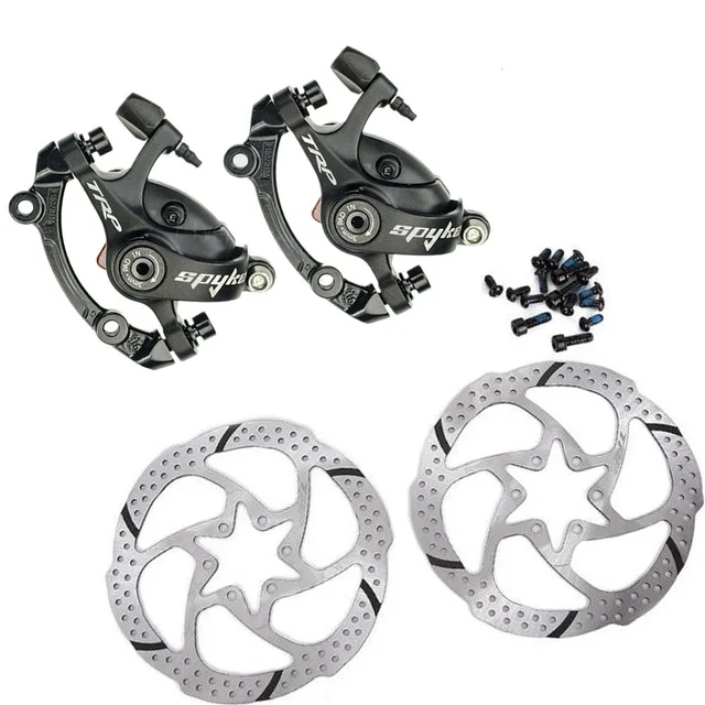 pair with rotor TRP Spyke сплав механический дисковый тормозной суппорт SPYKE передний/задний/пара w/or w/o 160 мм ротор с адаптером винты - Цвет: pair with rotor