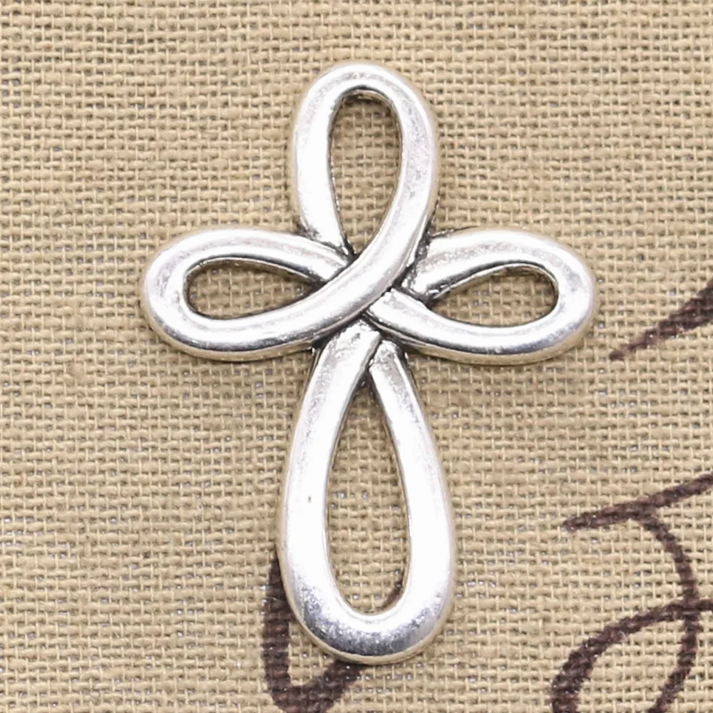 6 шт. Подвески с узлом крест 37x28 мм Античные посеребренные Изготовление DIY ручной