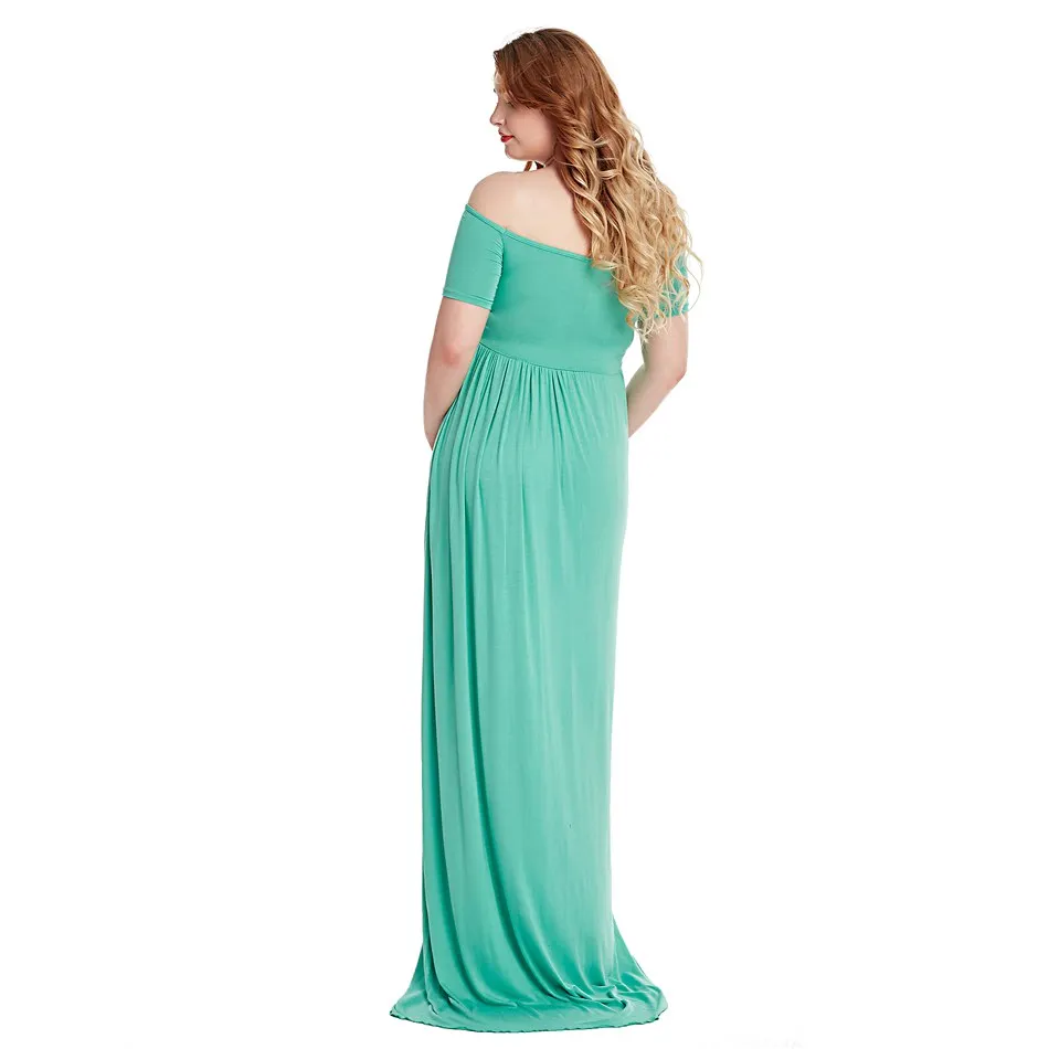 VOGUEON Women Pregnant Dress for Photo Off Shoulder Short Sleeve Ruched Baby Shower Evening Party Gown Summer Maternity Clothes | Мать и