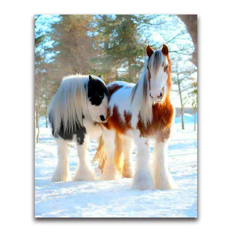 3D Рукоделие Diy алмазная живопись снежные лошади Алмазная вышивка полные