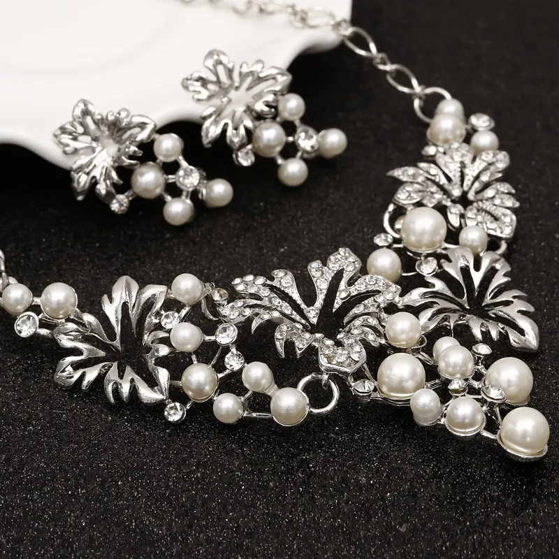 Hesiod Fashion Charm Wedding Imitation Pearl Jewelry Sets Crystal Choker Necklace Earrings Set for Women | Украшения и аксессуары