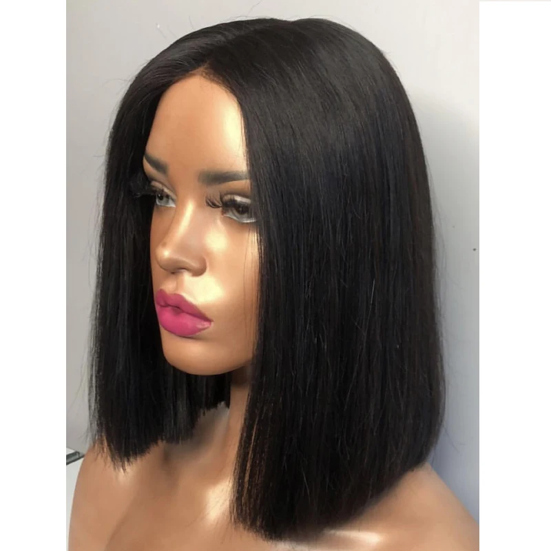 LUFFYHAIR короткий боб прямой полный парик шнурка человеческих волос бразильский Remy Боб вырезать полный парик шнурка натуральный волос для женщин