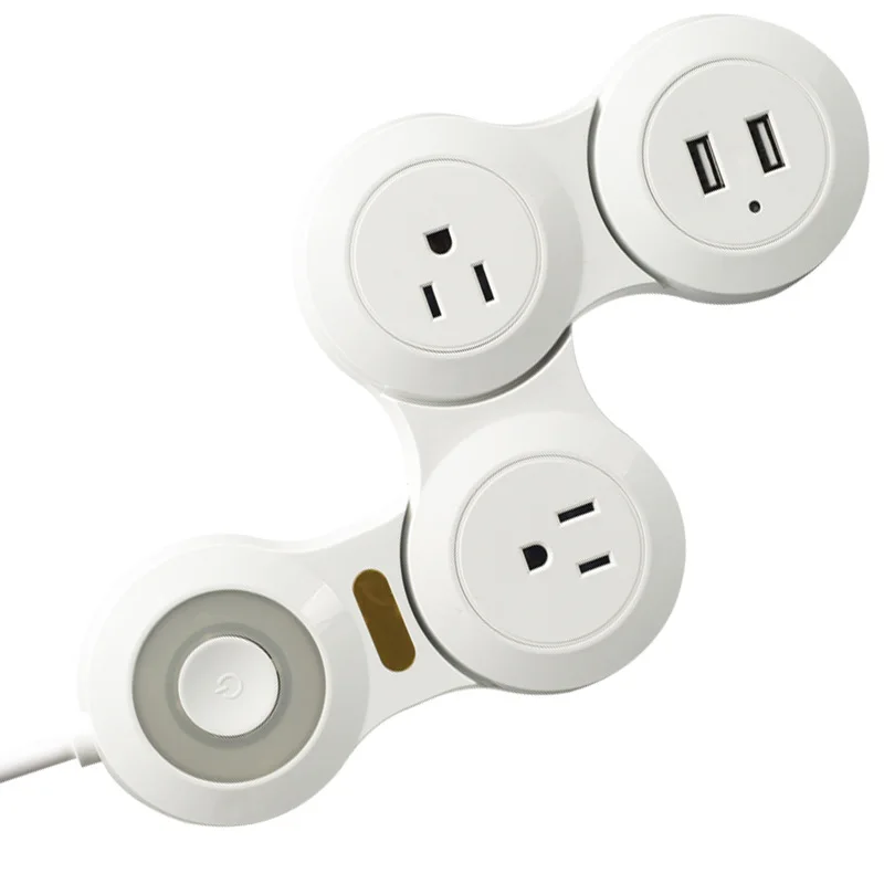 Сетевой блок с 4 выходами, двумя портами usb, гибкий, многофункциональный, складной, поворотный, умный, USB, США, розетка, 10А, кнопка включения и выключения