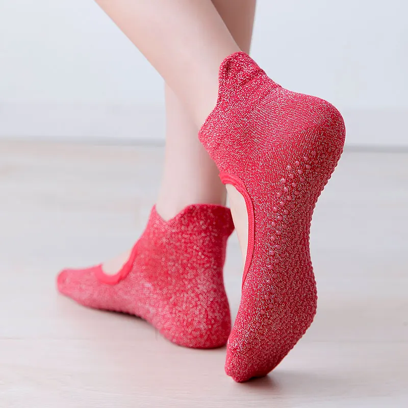 1 пара Женские хлопоковые носки для йоги балетное платье с открытой спиной
