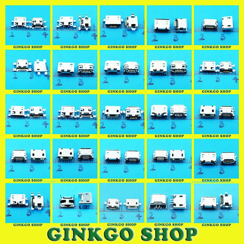 25 моделей 2500 шт. разъем Micro USB 5P 5 контактный для зарядного порта