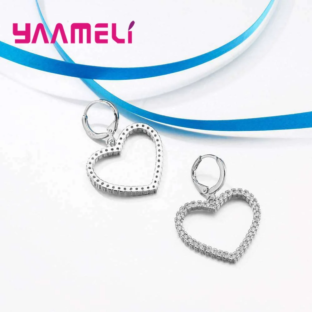 Модное ожерелье с прозрачными кристаллами из серебра 925 пробы серьги-подвески